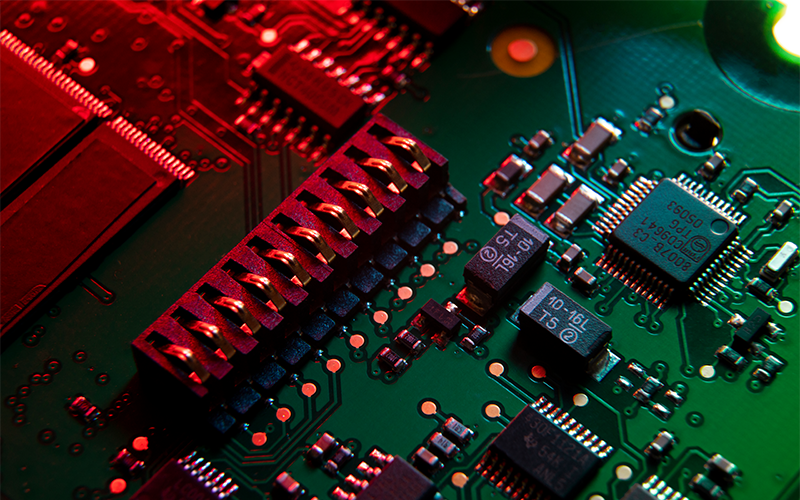 Circuit board components experiencing thermal heat during operation.